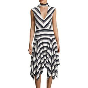 Derek Lam 10 Crosby Sleeveless Mitered Stripe Stretch Jersey Dress, Navy/White